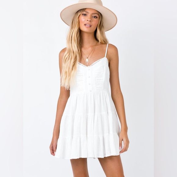 Princess Polly Dresses & Skirts - Princess Polly  White dlanel Mini Dress Women Size 2